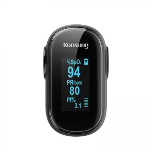 S01W Black Color LED Full Screen Portable Fingertip Blood Oximeter with Full Screen